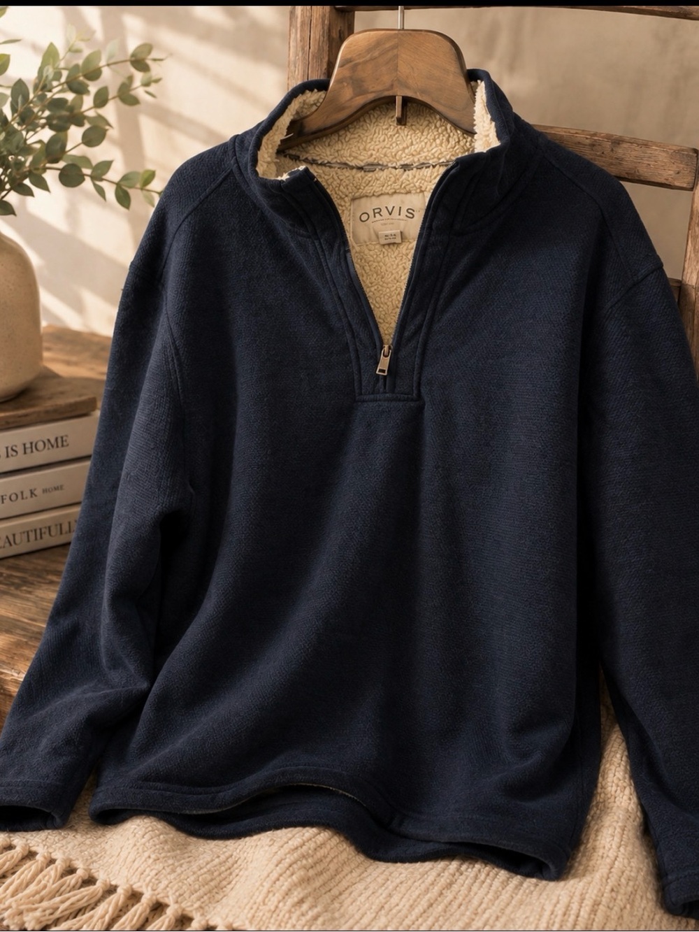 Orvis XXL 1/4 zip fleece lined sweater/ sweatshirt